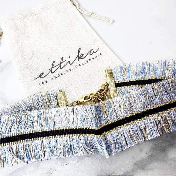 ettika Jewelry - ❌5/$10 Ettika Fringe Choker Necklace Blue Black Gold Boho Festival New